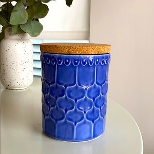 Anthropologie Cornflower Blue Earthenware Canister